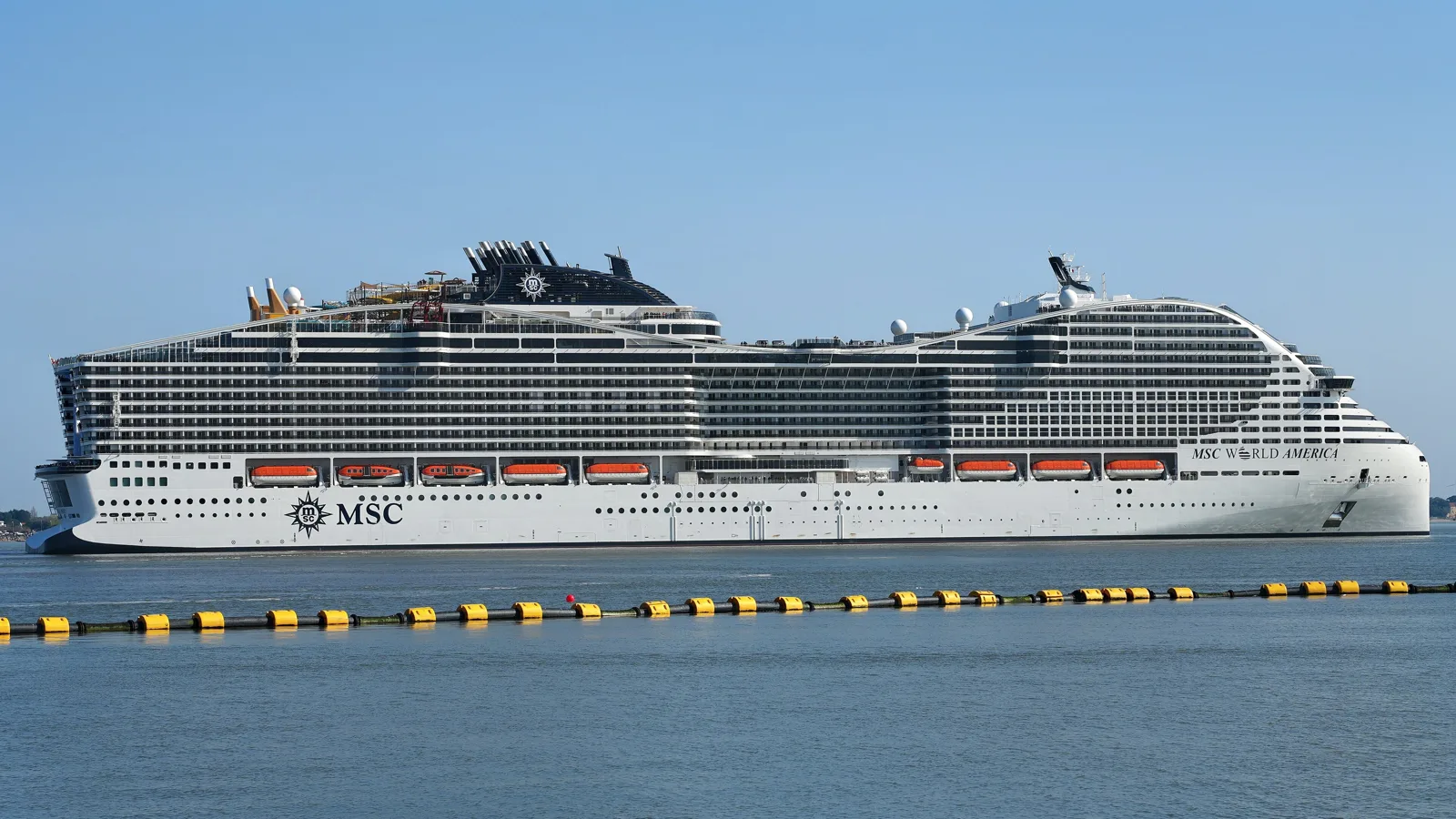 MSC World America at Saint-Nazaire, France, on her delivery day in March 2025